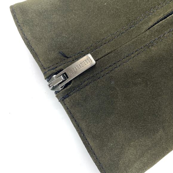 La Canadienne Zed‎ Boots Green Suede Block Heel Waterproof Bootie Sz 7.5 - Picture 9 of 13